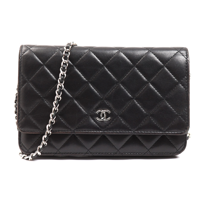 CHANEL シャネル チェーンウォレット ラムスキン ショルダーバッグ ブラック AP0250 レディース【中古】