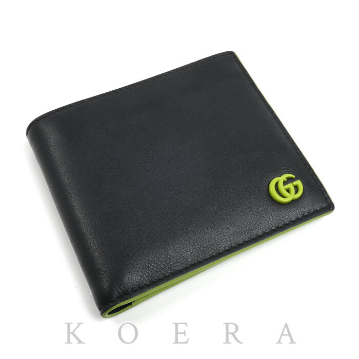 GUCCI グッチ ダブルG プチマーモント 二つ折り財布 ブラック 835048 AAE1V 1060 メンズ【中古】【美品】