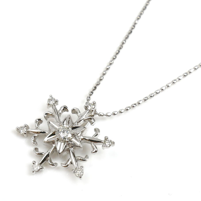 K14WG ホワイトゴールド ネックレス ダイヤモンド0.14ct 2.0g 40cm レディース【中古】【美品】