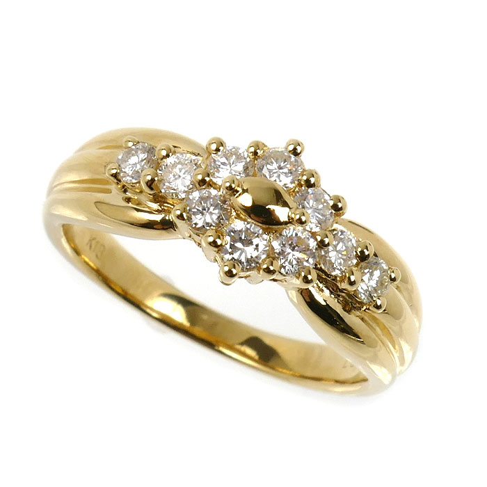 K18YG イエローゴールド リング・指輪 ダイヤモンド0.48ct 12.5号 4.7g レディース【中古】