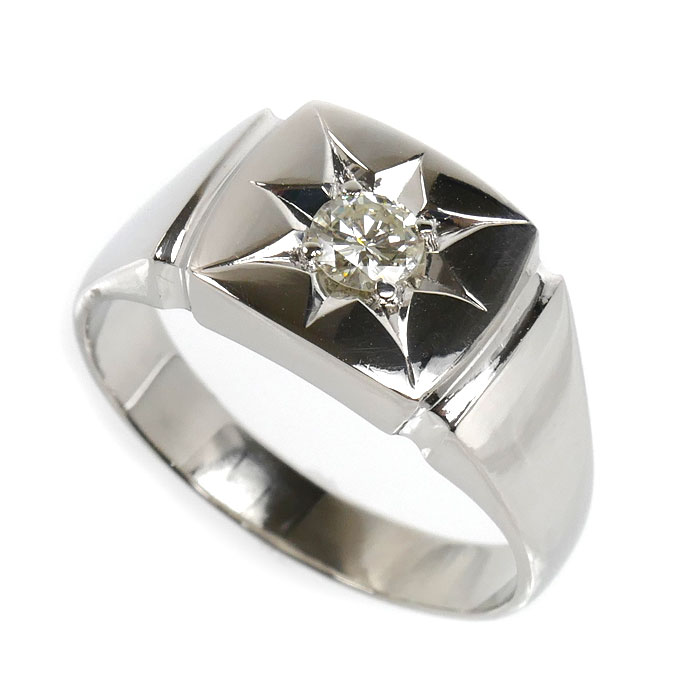 Pt900プラチナ リング・指輪 ダイヤモンド0.34ct 17.4g 26号 メンズ【中古】