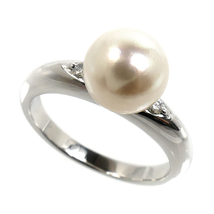TASAKI タサキ Pt900プラチナ リング・指輪 パール約8.5mm ダイヤモンド0.05ct 12号 6.3g レディース【中古】