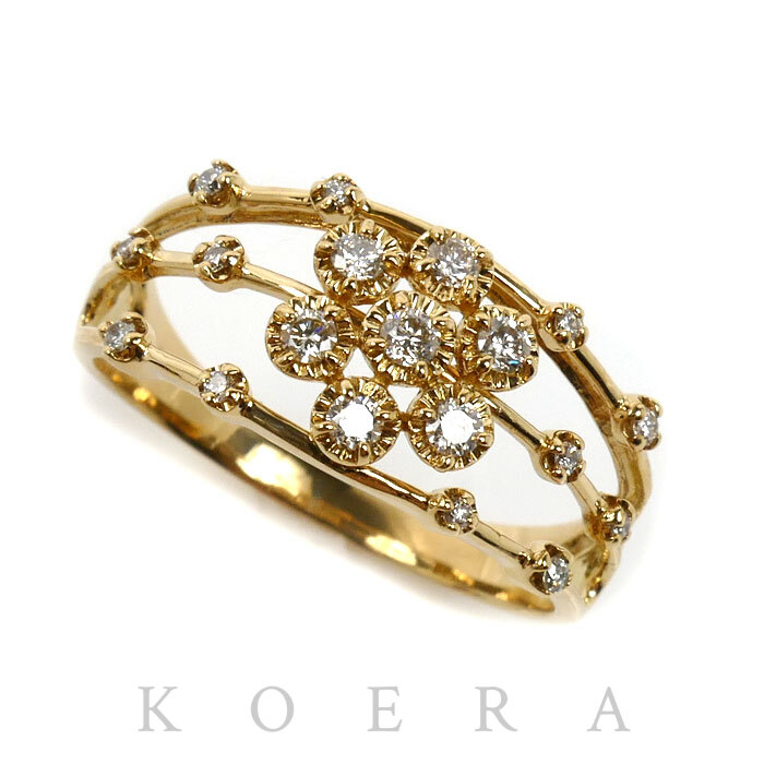 K18YG イエローゴールド リング・指輪 ダイヤモンド0.25ct 13号 2.8g レディース【中古】