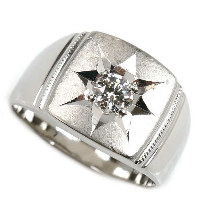 Pt900プラチナ リング・指輪 ダイヤモンド0.31ct 20号 18.8g メンズ【中古】【美品】