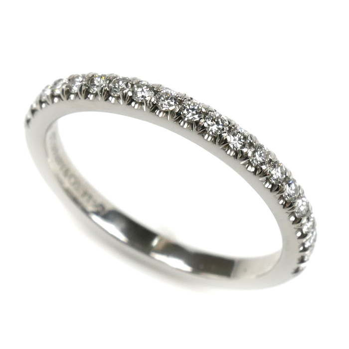 TIFFANY&Co. ティファニー Pt950プラチナ ソレスト ハーフ エタニティ リング・指輪 60004098 ダイヤモンド 8号 2.8g レディース【中古】【美品】