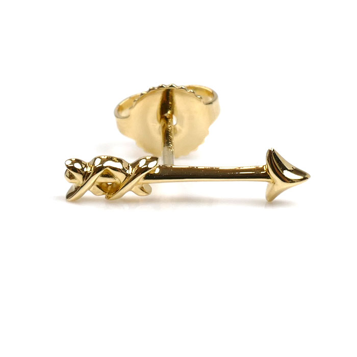 TIFFANY&Co. ティファニー K18YG イエローゴールド グラフィティ アロー シングル ピアス 0.7g レディース【中古】【美品】