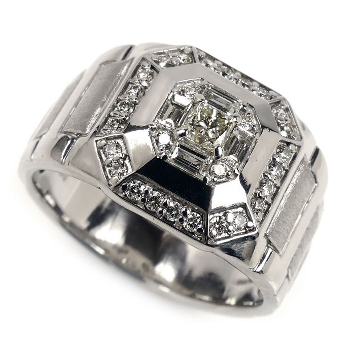 Pt900プラチナ リング・指輪 ダイヤモンド0.71ct 20.5号 15.5g メンズ【中古】