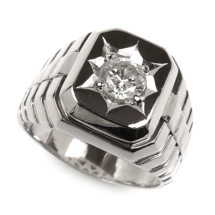 Pt900プラチナ リング・指輪 ダイヤモンド1.088ct 29.4g 28号 メンズ【中古】