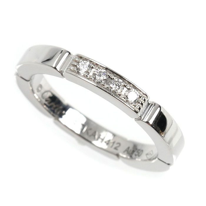 CARTIER カルティエ K18WG ホワイトゴールド マイヨンパンテール 4Pダイヤ リング・指輪 B4080447 7号 47 3.8g レディース【中古】【美品】