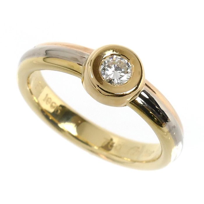 CARTIER カルティエ K18YG/PG/WG モノストーン ダイヤ リング・指輪 ダイヤモンド 10号 50 4.9g レディース【中古】【美品】