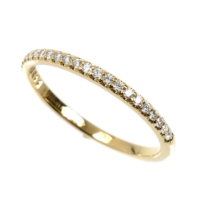 TIFFANY&Co. ティファニー K18YG イエローゴールド ソレスト ハーフ エタニティ ダイヤ リング・指輪 ダイヤモンド 21号 2.6g レディース【中古】【美品】