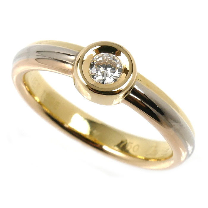 CARTIER カルティエ K18YG/PG/WG モノストーン スリーカラー リング・指輪 ダイヤモンド 12号 52 5.0g レディース【中古】【美品】