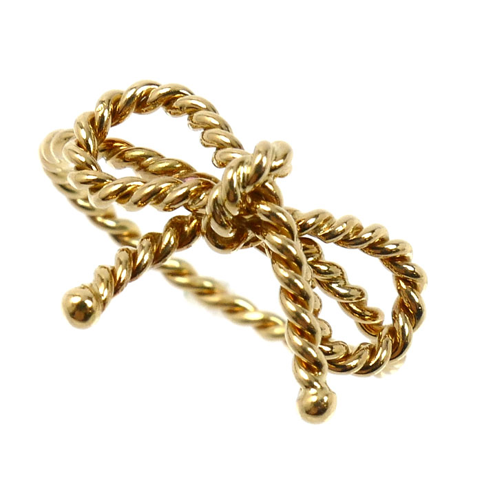 TIFFANY&Co. ティファニー K18YG イエローゴールド ツイスト リボン リング・指輪 11号 2.4g レディース【中古】