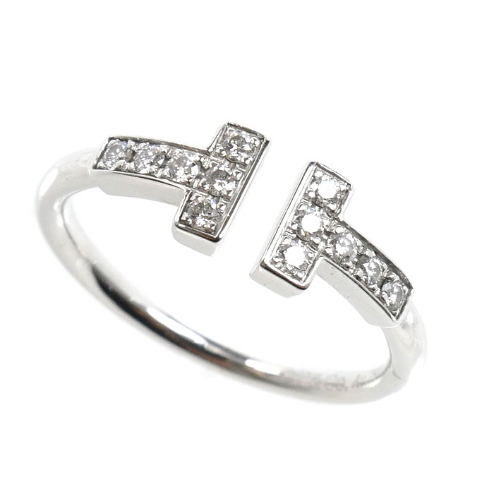 TIFFANY&Co. ティファニー K18WG ホワイトゴールド Tワイヤー リング・指輪 60147237 ダイヤモンド 8号 2.3g レディース【中古】【美品】