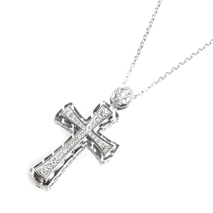 ゆきざき K18WG YOBIKO ネックレス W50109.12.9.5 ダイヤモンド0.75ct 14.6g ～50cm フリーチェーン レディース【中古】【美品】