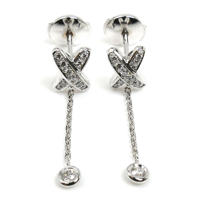 Chaumet ショーメ K18WG ホワイトゴールド ジュ・ドゥ・リアン ピアス 082225-000 ダイヤモンド 2.5g レディース【中古】