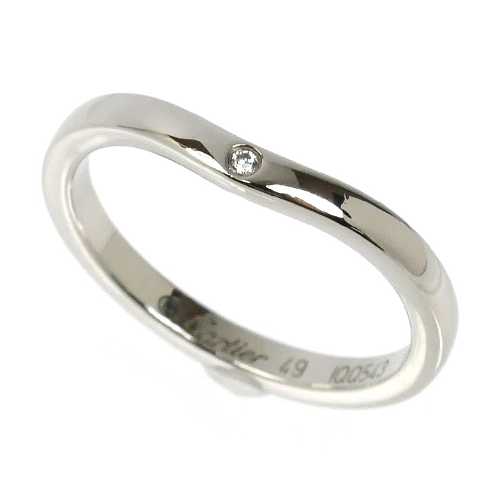 CARTIER カルティエ Pt950プラチナ バレリーナ カーブ ウェデング 3P ダイヤ リング・指輪 B4092949 ダイヤモンド 9号 49 3.1g レディース【中古】【美品】
