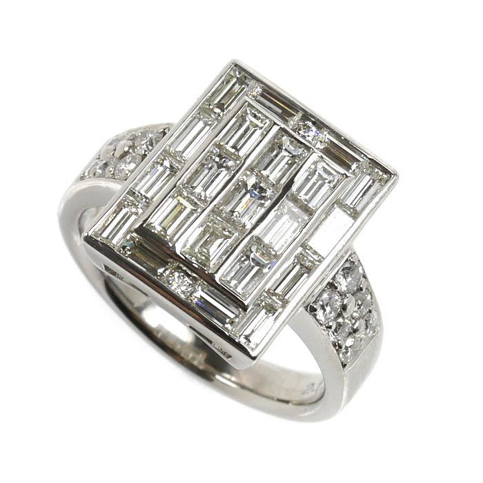 Pt900プラチナ リング・指輪 ダイヤモンド2.12ct 14.5号 11.0g レディース【中古】【美品】