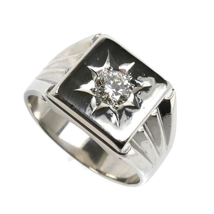 Pt900プラチナ リング・指輪 ダイヤモンド0.415ct 19号 19.3g メンズ【中古】【美品】