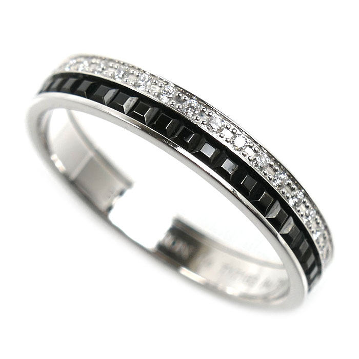 Boucheron ブシュロン K18WG ホワイトゴールド ブラックPVD キャトル ブラック ダイヤモンド ハーフ リング・指輪 JAL00227 23.5号 64 4.9g メンズ【中古】【美品】