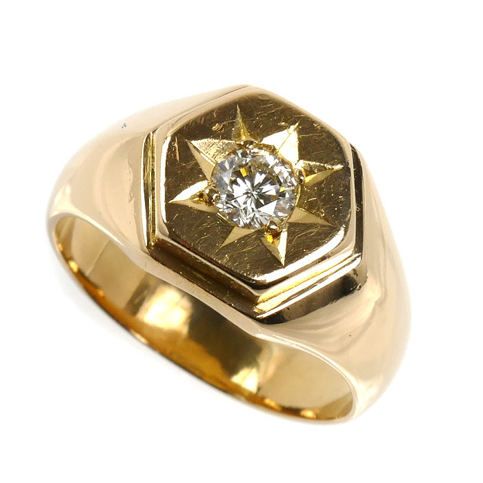 K18YG イエローゴールド リング・指輪 ダイヤモンド0.40ct 20号 12.4g メンズ【中古】