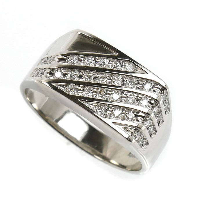 Pt900プラチナ リング・指輪 ダイヤモンド0.25ct 20号 11.7g メンズ【中古】【美品】
