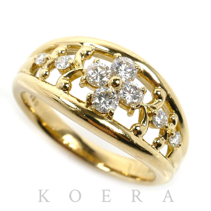 K18YG イエローゴールド リング・指輪 ダイヤモンド0.50ct 17号 7.7g レディース【中古】