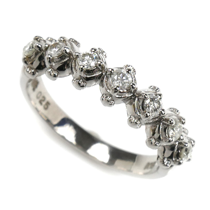 AHKAH アーカー K18WG ホワイトゴールド リング・指輪 ダイヤモンド0.25ct 10号 4.0g レディース【中古】【美品】