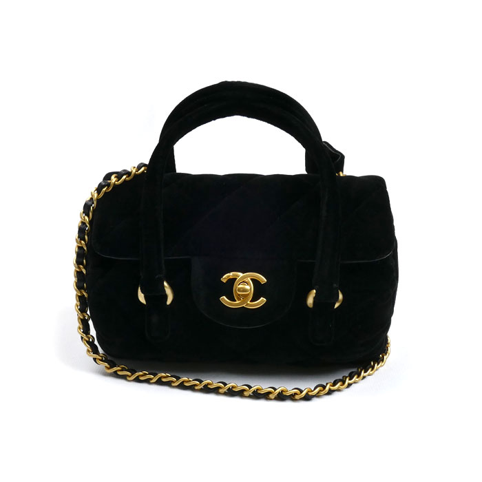 CHANEL シャネル ベルベット ミニ ボーリング 2024 VIP クリスマスギフト 2Wayショルダーバッグ ブラック レディース【中古】【美品】