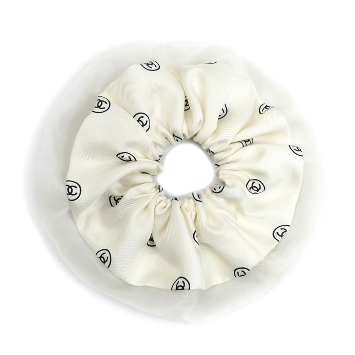 CHANEL シャネル シルク シュシュ シルクツイル ホワイト&ブラック ヘアアクセサリー AAB536-B22431-U4551 レディース【中古】【極美品】