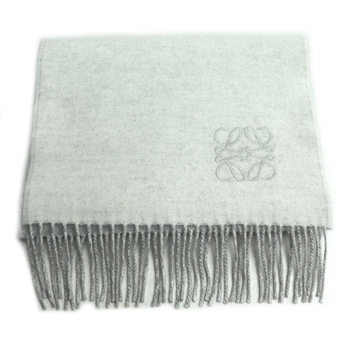 LOEWE ロエベ バイカラー スカーフ マフラー ホワイト グレー F810250X01 レディース【中古】【極美品】