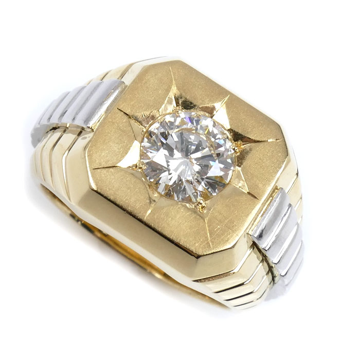 K18YG/Pt900 リング・指輪 ダイヤモンド1.613ct 22号 33.5g メンズ【中古】