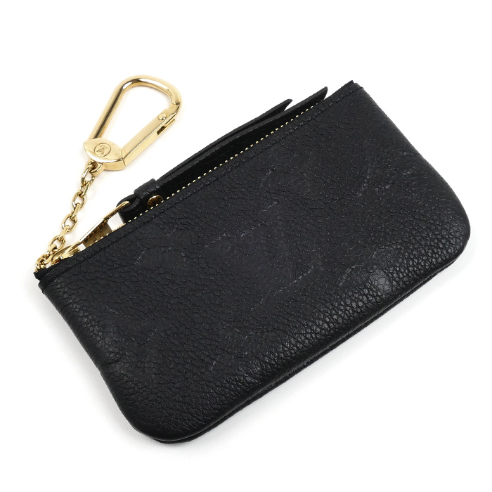 LOUIS VUITTON ルイ・ヴィトン ポシェットクレ コインケース モノグラムアンプラント ブラック M80879 レディース【中古】【美品】