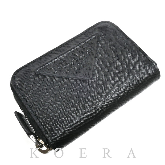 PRADA プラダ サフィアーノエンボス トライアングル コインケース ブラック 2MM003_2DIQ_F0002 ユニセックス【中古】【美品】