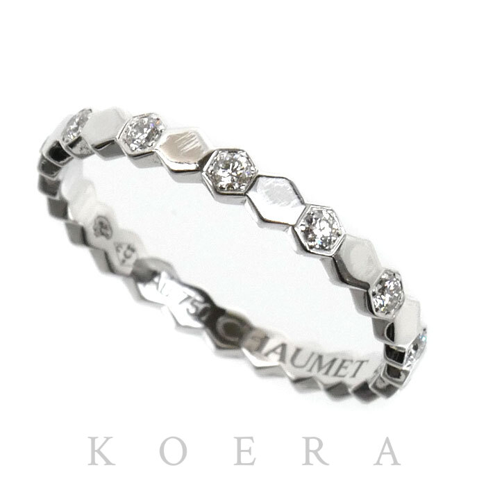 Chaumet ショーメ K18WG ホワイトゴールド ビーマイラブ ハニカム ハーフダイヤ リング・指輪 081890 ダイヤモンド 9号 49 1.6g レディース【中古】【美品】