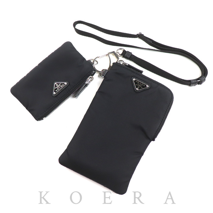 PRADA プラダ Re-Nylon ネックストラップ付 フォンケース ショルダーバッグ ブラック 2TT091 2DMI F0002 レディース【中古】