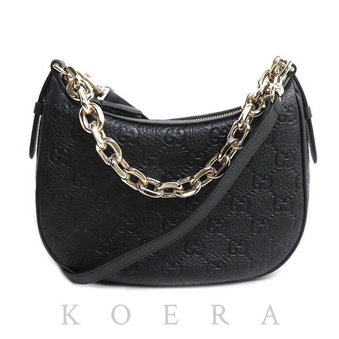 GUCCI グッチ GGエンブレム チェーンショルダー 2Wayショルダーバッグ ブラック 815409 レディース【中古】【極美品】