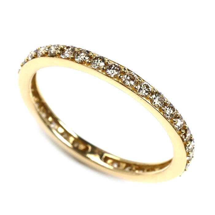 GSTV K18YG イエローゴールド フルエタニティ リング・指輪 ダイヤモンド0.50ct 13号 1.6g レディース【中古】【美品】