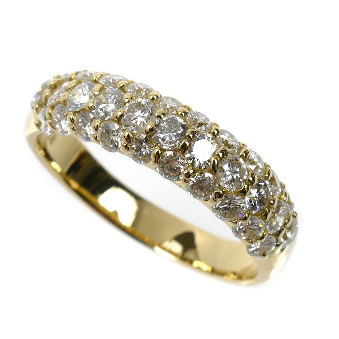 K18YG イエローゴールド リング・指輪 ダイヤモンド1.53ct 18号 4.5g レディース【中古】