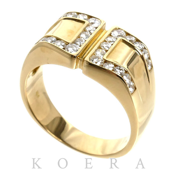 K18YG イエローゴールド リング・指輪 ダイヤモンド0.76ct 20号 10.2g メンズ【中古】【美品】