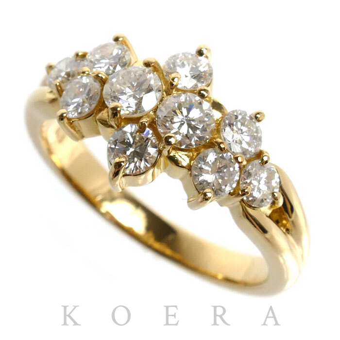 K18YG イエローゴールド リング・指輪 ダイヤモンド1.00ct 11号 4.8g レディース【中古】