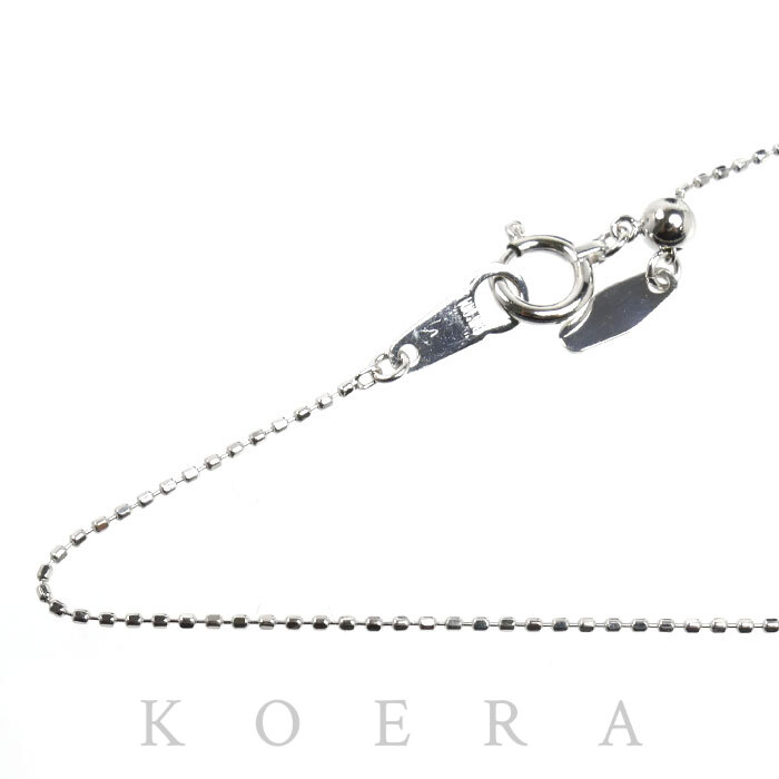 K18WG ホワイトゴールド ネックレス ボール 1.6g ～45cm フリーチェーン レディース【中古】