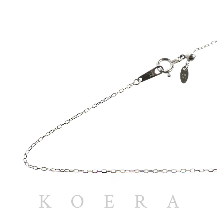K18WG ホワイトゴールド ネックレス 小豆 1.1g ～45cm フリーチェーン レディース【中古】