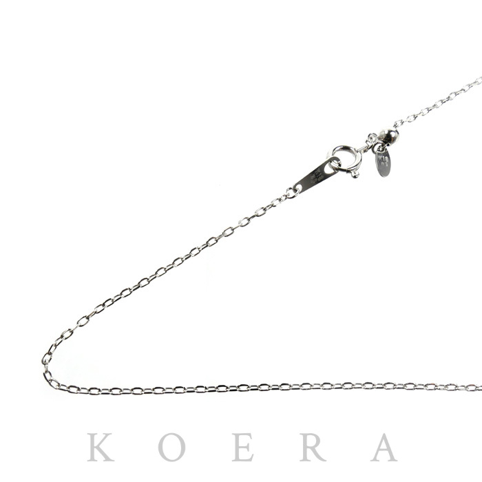 K18WG ホワイトゴールド ネックレス 小豆 1.7g ～45cm フリーチェーン レディース【中古】