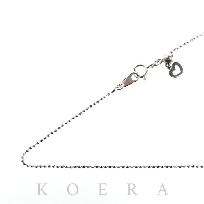 K18WG ホワイトゴールド ネックレス ボール 2.1g ～45cm フリーチェーン レディース【中古】