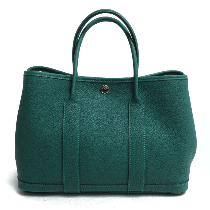 HERMES エルメス ガーデンパーティ TPM ハンドバッグ マラカイト レディース X刻印【中古】【美品】