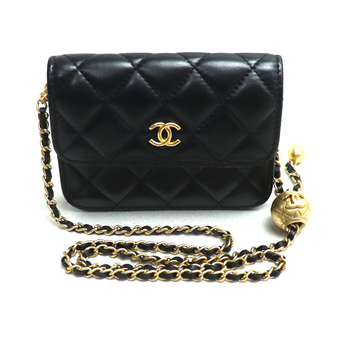 CHANEL シャネル ミニミニマトラッセ ショルダーバッグ ブラック AP1628 チェーンクラッチ レディース【中古】