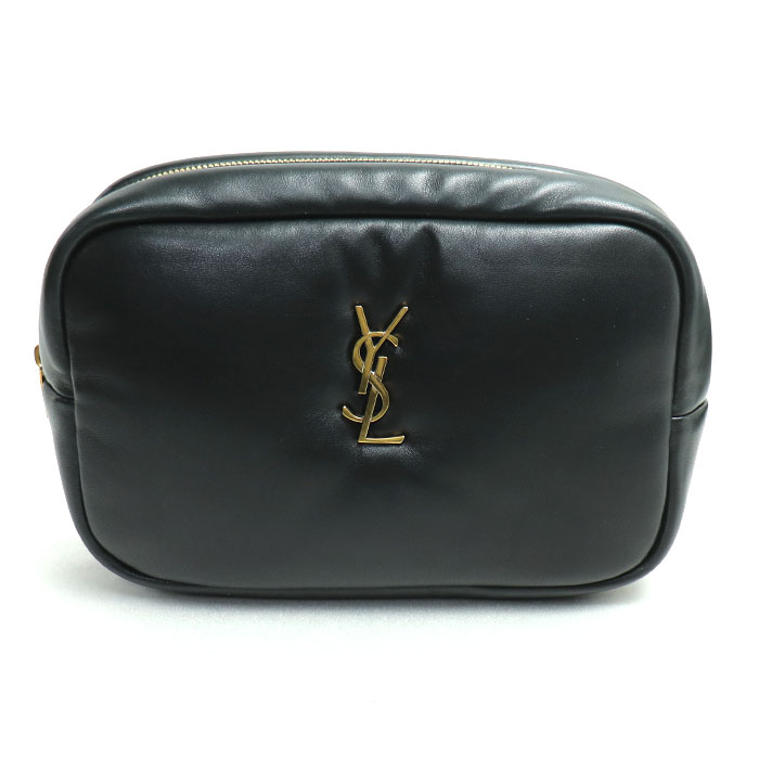 SAINT LAURENT PARIS サンローランパリ カサンドラ コスメポーチ クラッチバッグ ブラック 767101AACX71000 レディース【中古】【美品】