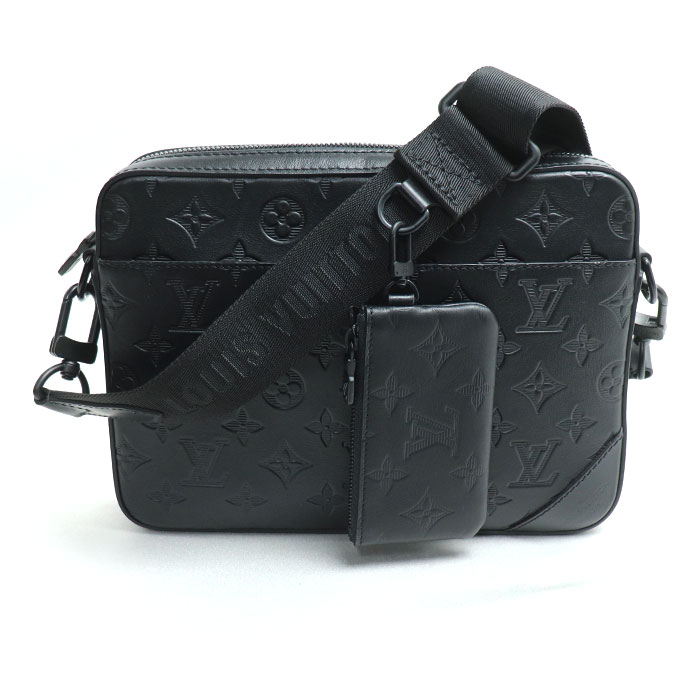 LOUIS VUITTON ルイ・ヴィトン デュオメッセンジャー ショルダーバッグ モノグラムシャドウ ブラック M69827 メンズ【中古】