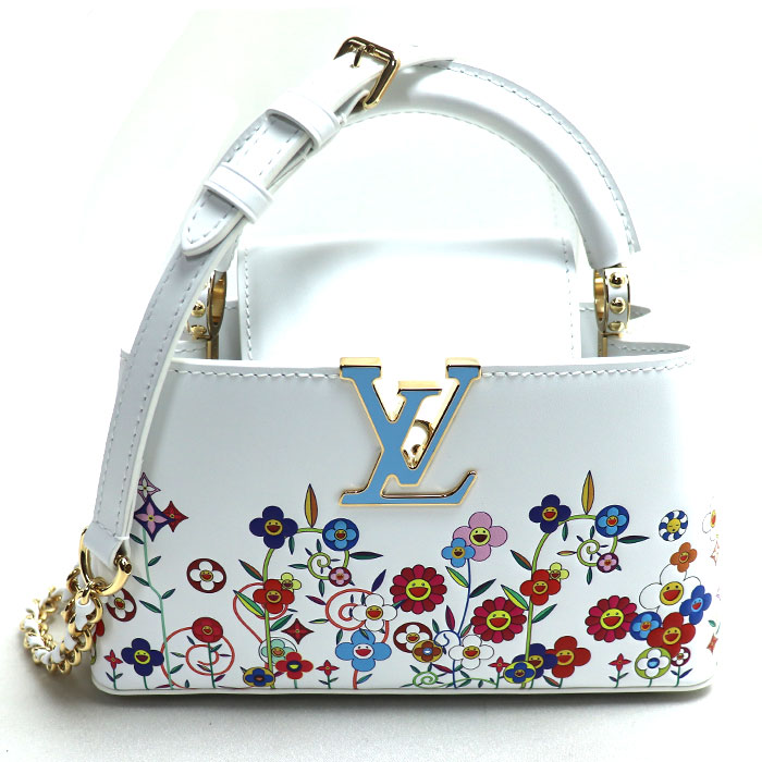 LOUIS VUITTON ルイ・ヴィトン LV ×村上隆 カプシーヌ EW MINI 2Wayショルダーバッグ ホワイト M13246 レディース【中古】【極美品】